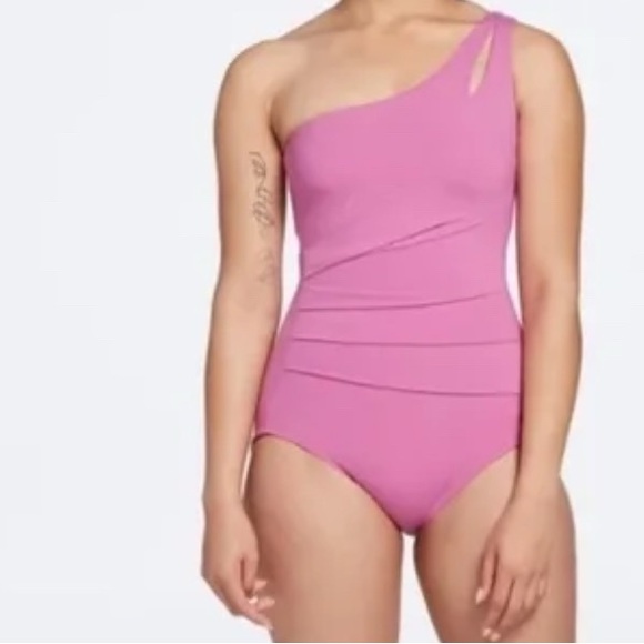 Calia Other - not for sale CALIA Sculpt One Shoulder Full Cover PinkGold Piece Swimsuit